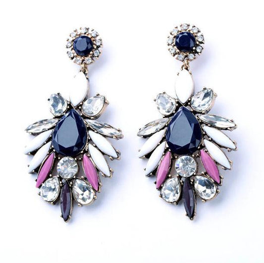 Fashion exaggerated luxury earrings atmospheric diamond earrings personality water drop color ear jewelry