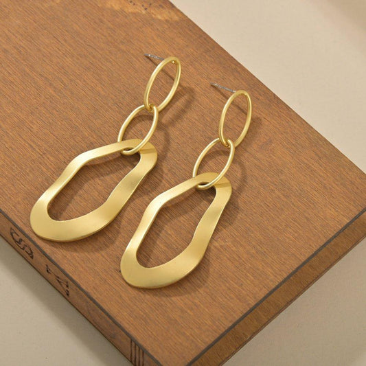 S925 silver needle fashion matte metal trendy earrings irregular geometric personality exaggerated earrings female