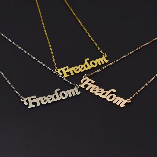 Freedom Necklace Simple Creative Alphabet Pendant Lucky Couple Gift