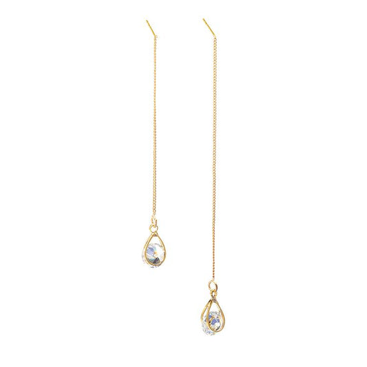 Personality earrings zircon water drop tassels asymmetrical ear wire women's long earrings temperament earrings