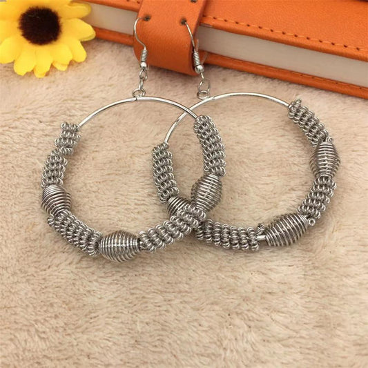 Exaggerated personality hollow single-ring bamboo spring large hoop earrings versatile hoop earrings earrings for women