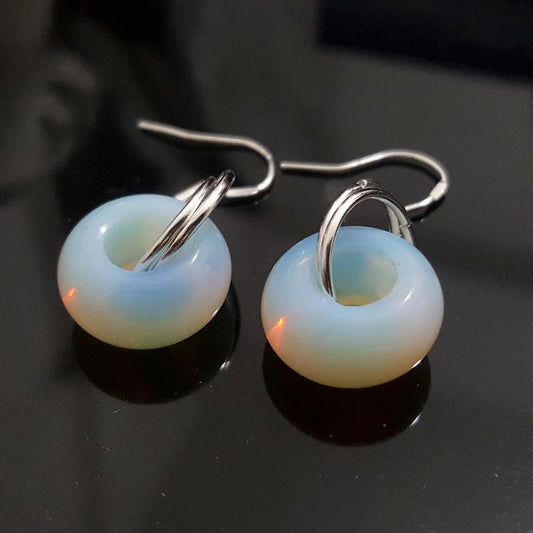 Simple natural stone opal earrings, rings, earrings