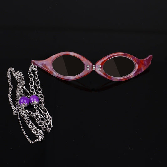 Camouflage Folding Reading Glasses Necklace Pendant Handheld Glasses HD Reader Long Sweater Chain
