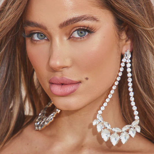 E1631 Jewelry Simple Water Drop Diamond Light Luxury Earrings Women's Geometric Exaggerated Elegant Gentle Earrings