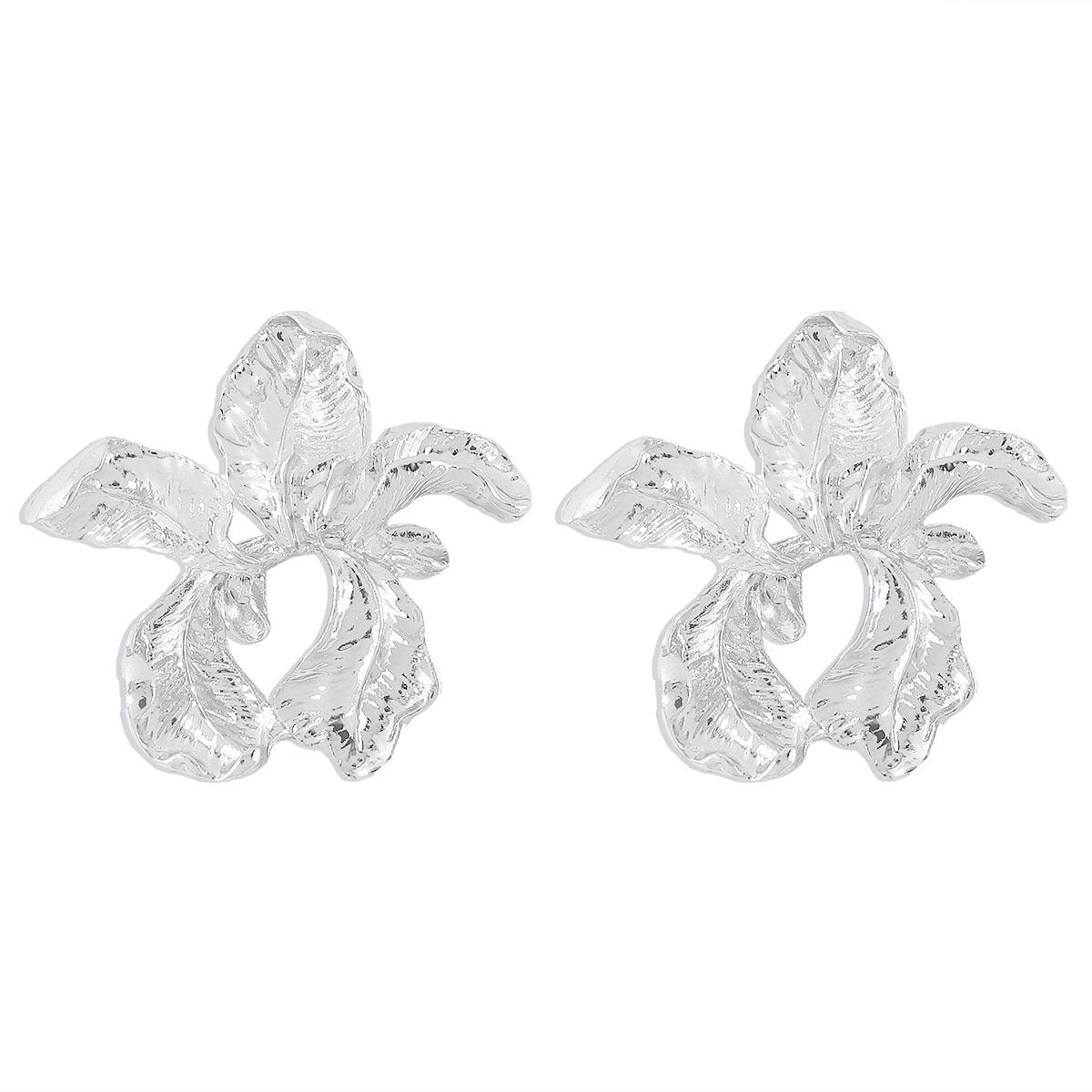 E1863 Irregular Simple Metal Flower Earrings Temperament Elegant Literary Retro Design Earrings