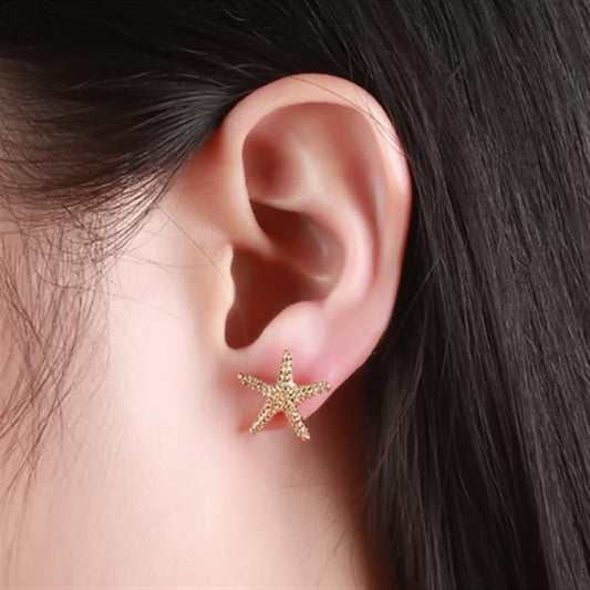 Earrings Star of the Sea Asymmetric Earrings Versatile Star Studs Lucky Geometric Pentagonal Star Earrings