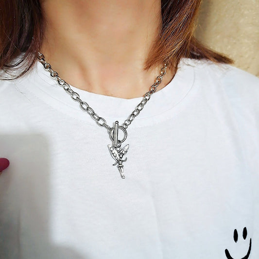 Valentine's Day Creative Micro-set Pendant Elf Angel Necklace Earrings Set Chain