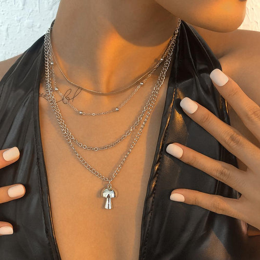 N8984 Jewelry Retro Creative Mushroom Pendant Necklace Fashion Temperament Alloy Necklace Women