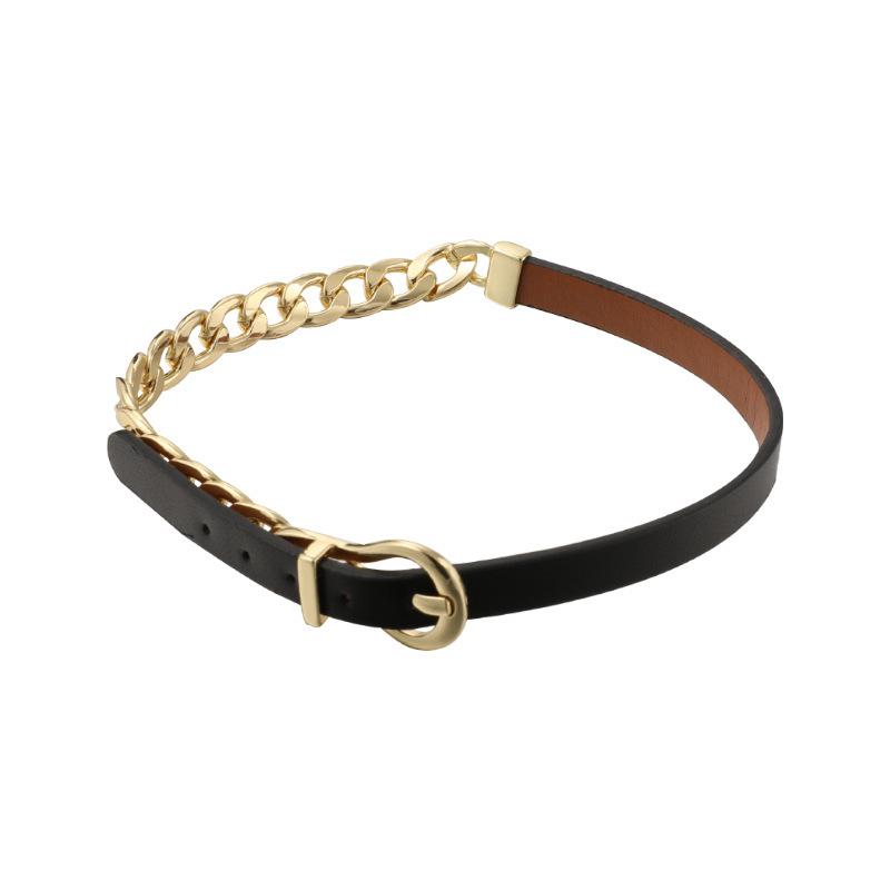 Dongdaemun Fashion Leather Chain Necklace A Two-Wear Trendy Personality Necklace Personality Design Bracelet for Women