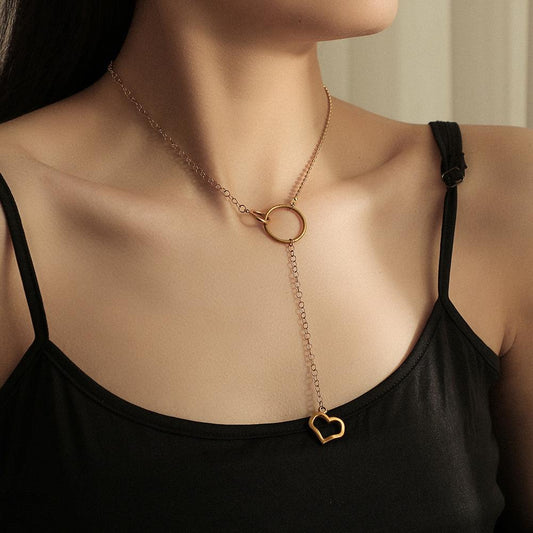 Stainless Steel Gold Love Circle Necklace Temperament Light Luxury Clavicle Chain Titanium Steel Never Fading Chain