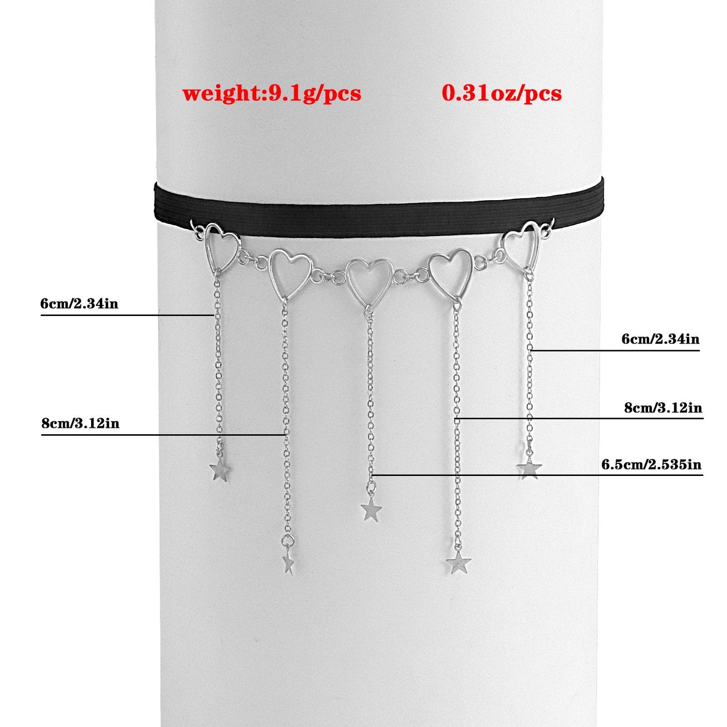 Sexy Street Shot Metal Chain Love Thigh Chain Tassel Star Night Elastic Bandage Leg Ring Female