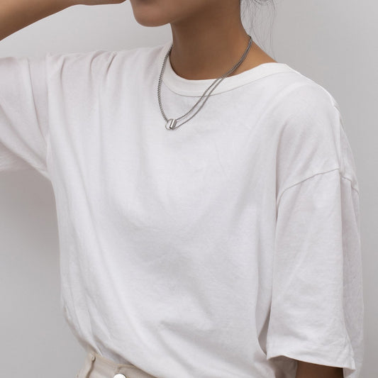 Simple Titanium Steel Clavicle Chain Necklace Men and Women Niche Design Geometric Versatile Stainless Steel Necklace