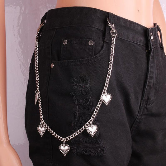 Ladies Decorative Alloy Waist Chain Fashion Simple Sweet Peach Heart Pants Chain