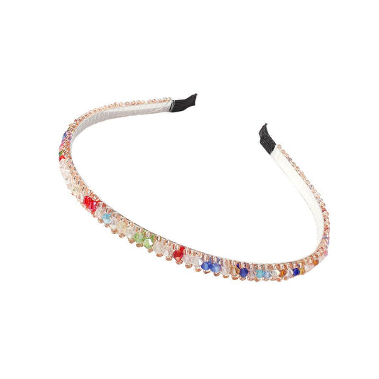F2131 Handmade Crystal Headband Fashion Creative Color Rice Bead Thin Side Headband For Women