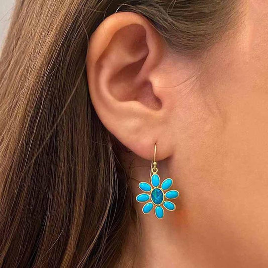 Explosive jewelry imitation turquoise small daisy flower pendant earrings female chrysanthemum plant flower earrings