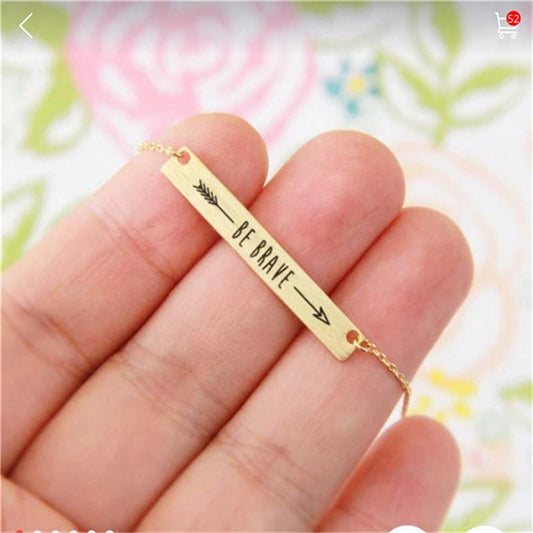 Explosive strip lettering necklace bebrave hand-smeared inspirational women's necklace