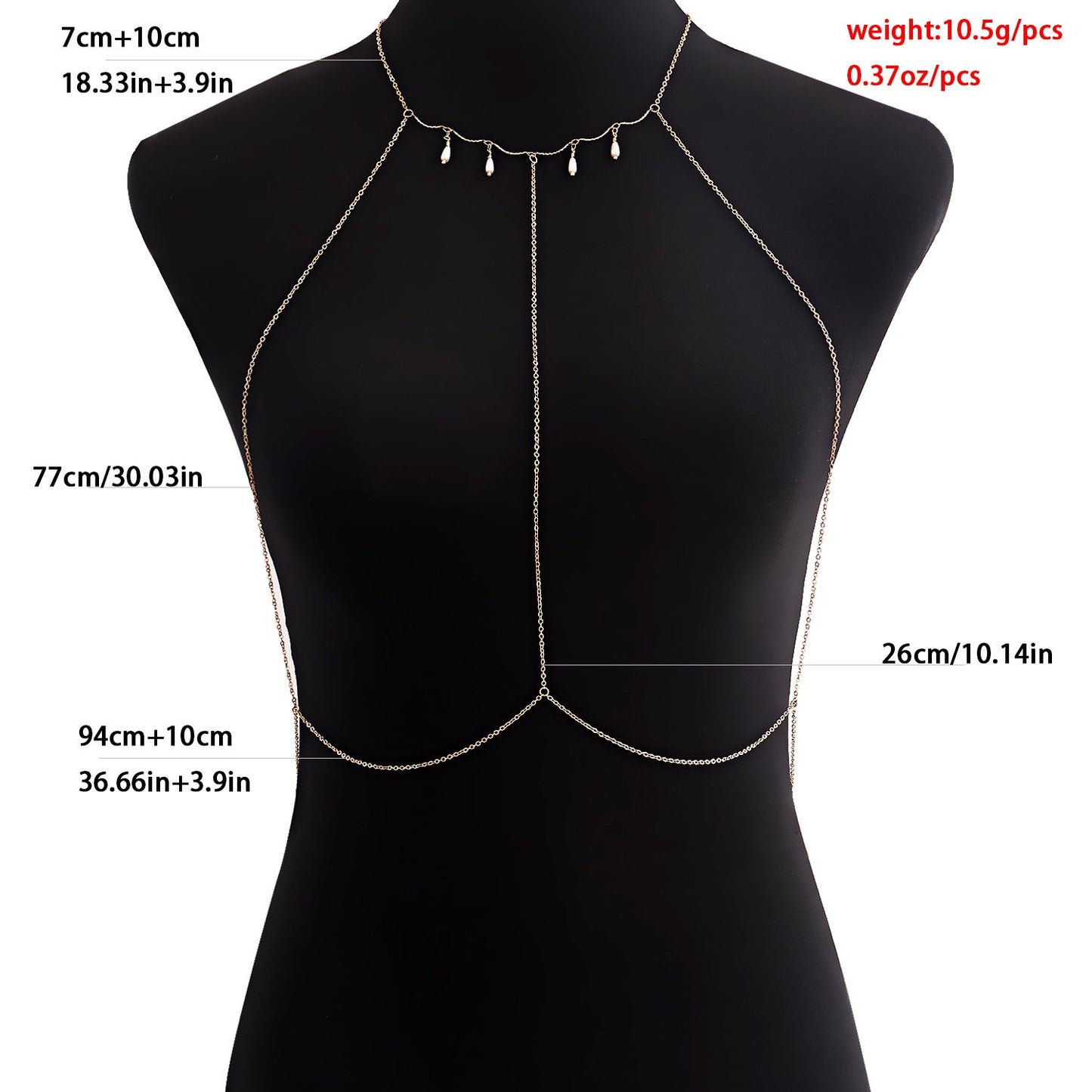 Body chain jewelry punk sexy imitation pearl bikini body chain chest chain female bodychain street shooting