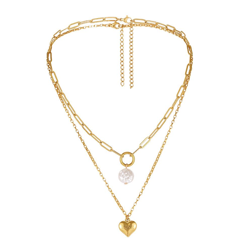 Light luxury niche ins love cold accessories design sense necklace love double clavicle chain stainless steel necklace