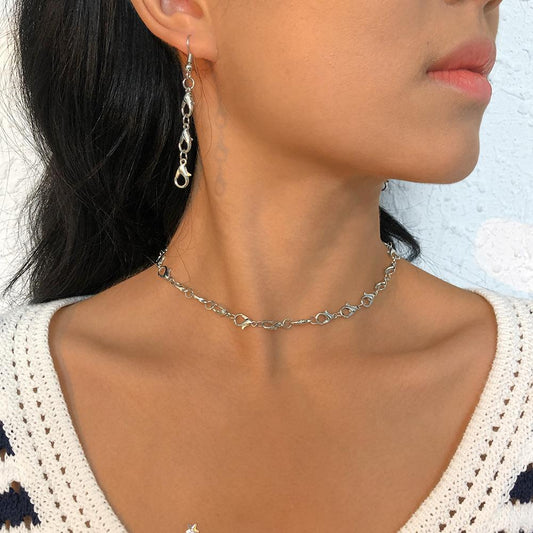 N9569 Niche Geometric Necklace Necklace Lobster Buckle Creative Design Personality Necklace Earring Set