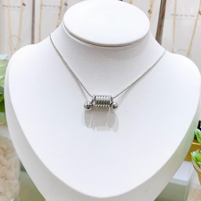 Simple and cold design geometric spring necklace female fashion personality titanium steel necklace female