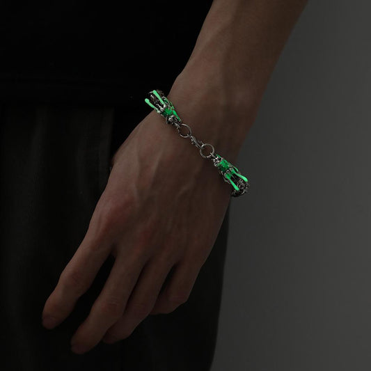 Explosive fashion punk silver men's luminous dragon fighting bracelet bracelet jewelry jewelry