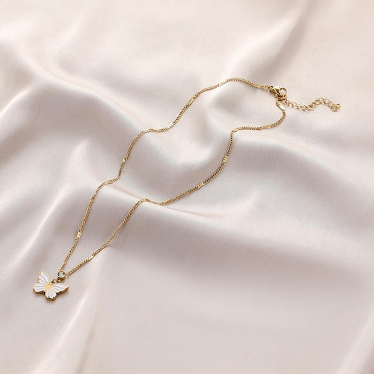 Simple Stainless Steel Zircon Butterfly Pendant Clavicle Chain Niche Exquisite Titanium Steel Gold-plated Color Preserving Necklace