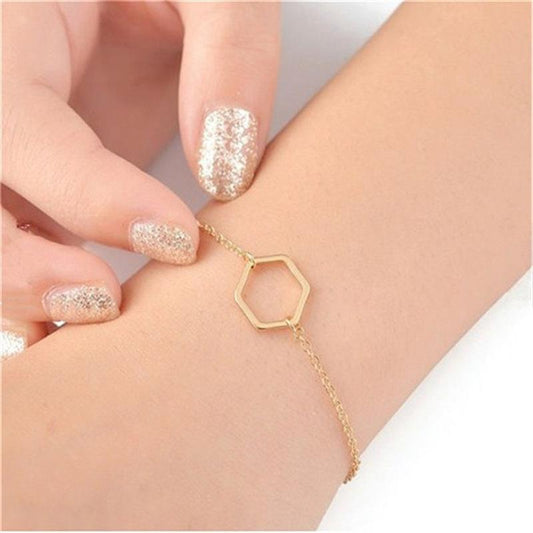 Simple Geometric Bracelet Minimalist Hexagon Bracelet Charm