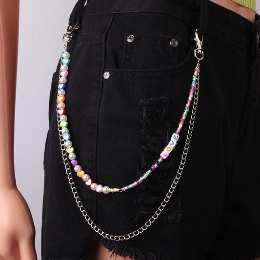 Jewelry Sexy Tassel Fruit Peach Heart Soft Pottery Pants Chain Double Chain Imitation Pearl Body Chain