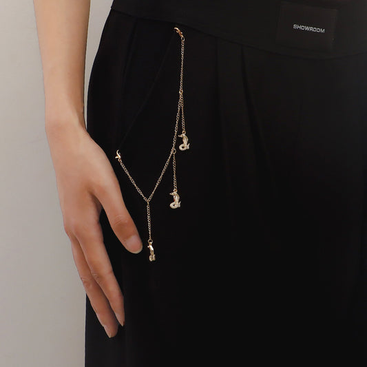 Jewelry cool metal seahorse tassel pendant pants bag accessories ins temperament all-match pants bag chain female