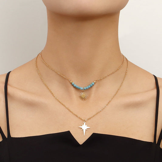 Jewelry Temperament Double-layer Light Luxury Clavicle Chain Necklace Fashion Simple Niche Design Sense Necklace