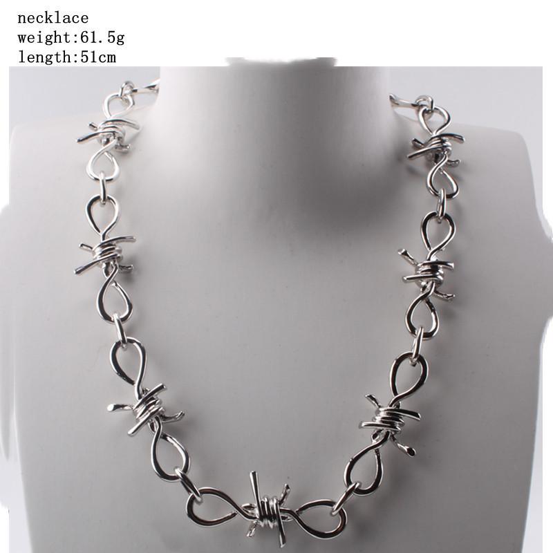 Jewelry punk retro thorn lock with key pendant necklace cool trendy accessories