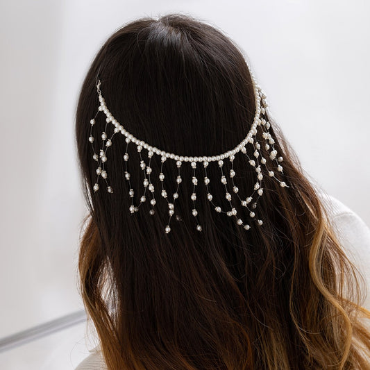Jewelry Fashion Simple Bridal Beaded Headwear Personality Creative Imitation Pearl Tassel Hair Accessories Female