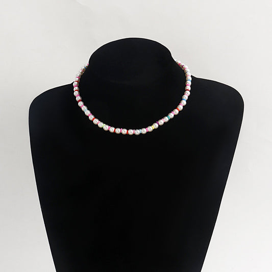 Jewelry Popular Imitation Pearl Color Soft Pottery Necklace Necklace Women's Street Shoot Pearl Necklace