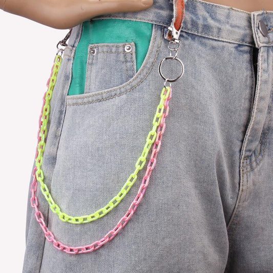 Street retro all-match ring accessories ins personality trend hip-hop fluorescent resin chain pants chain