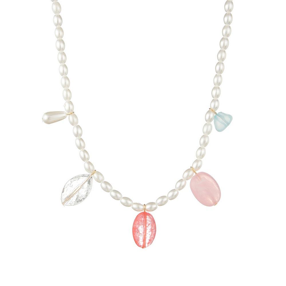 Fashion Geometric Oval Resin Acrylic Necklace Elegant Temperament Imitation Pearl Necklace Jewelry