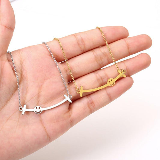 New Concept Titanium Steel Smile Necklace Female Retro Personality Fashion Trendy People Indifferent Simple Smiley Clavicle Chain