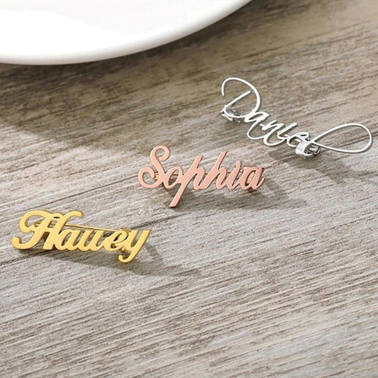 Personalized Name Brooch Alphabet DIY Brooch Stainless Steel Furnace Vacuum Plating