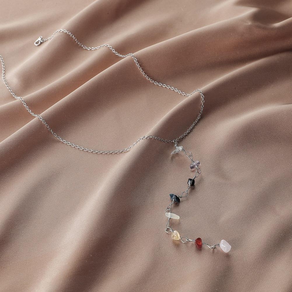 Fashion creative color irregular rough stone necklace personality temperament elegant design sense clavicle chain female
