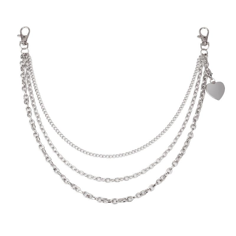 Jewelry personality lobster buckle peach heart pendant pants chain belt female punk multi-layer chain body chain