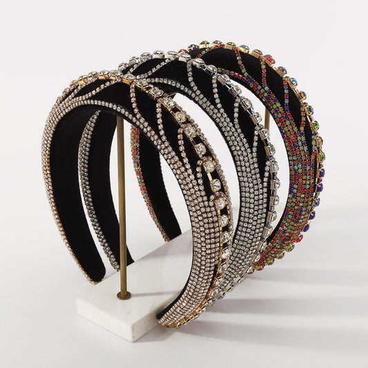 F4624 Exaggerated Rhinestone Claw Chain Headband Female Baroque Light Luxury Palace Heavy Industry Headband Hairpin