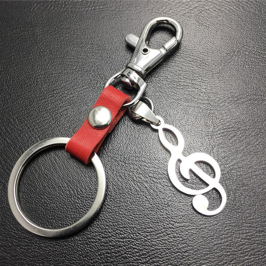 Titanium steel note cowhide key chain pendant luggage logo tag music accessories lover gift