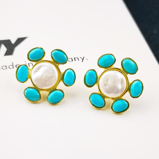 Jewelry fashion pearl turquoise earrings female minority design sense simple earrings jewelry