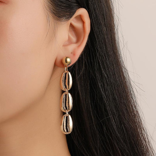 Natural shell earrings simple metal all-match tassel shell earrings earrings earrings ethnic personality earrings