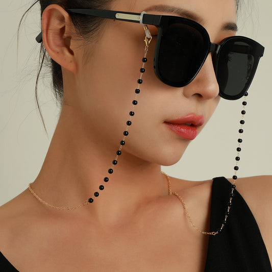 Ornament simple fashion black bead glasses chain ladies temperament multi-purpose mask non-slip lanyard