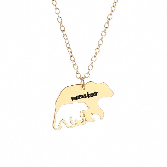 Accessories MaMabear Mother and Child Bear Necklace Hollow Cub Bear Mama Bear Pendant Mother's Day Gift