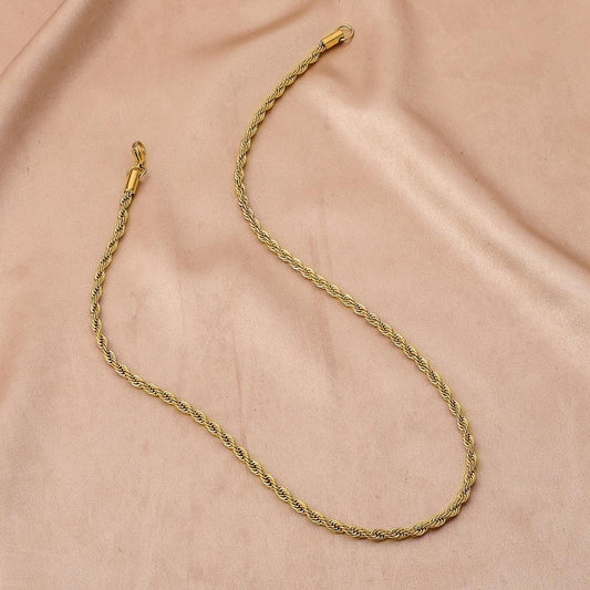 Simple stainless steel gold 5cm twist chain ins personality chain titanium steel necklace male minority