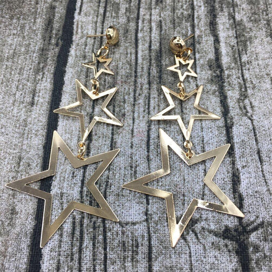 Three-Piece Pentagram Star Stud Earrings Indian Earrings Ornaments