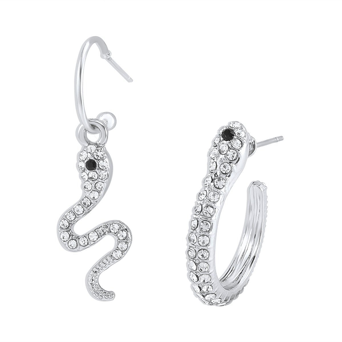 E1369 Jewelry exaggerated micro-inlaid snake-shaped asymmetric earrings personality geometric design earrings