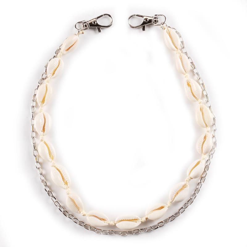 Jewelry beach natural white shell double layer fashion accessories women's trend pants chain