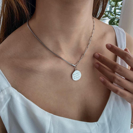 Dongdaemun jewelry personality cold Arabic letter coins stainless steel hipster necklace